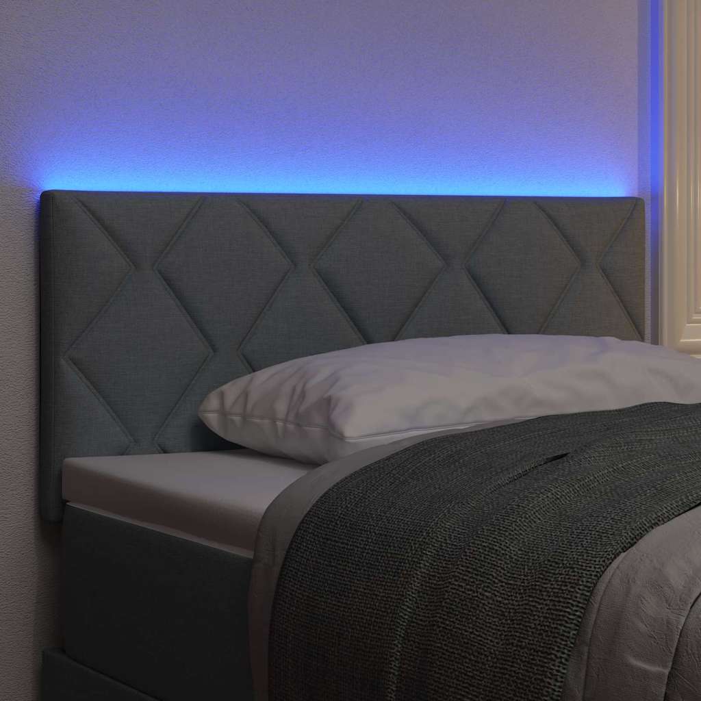 Headboard with LED Strip Lights Light Grey 90 cm Fabric